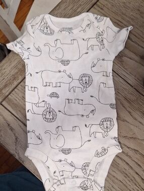Simple Joys by Carter's White Baby One-Piece Bodysuit Black Safari Animal Print